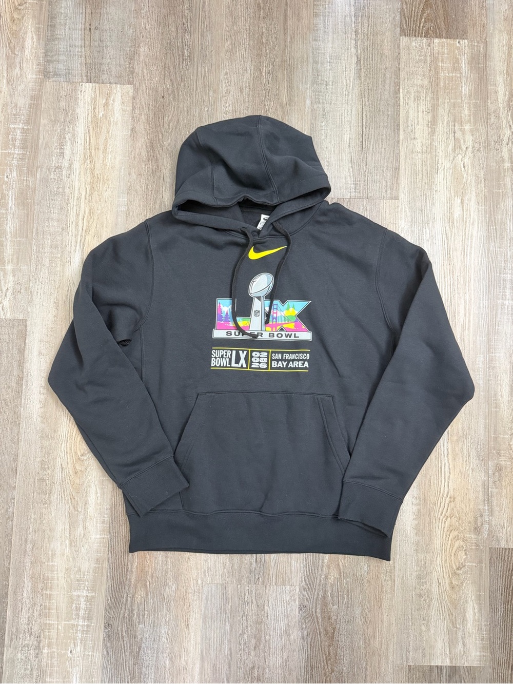 Men's Super Bowl LX Nike Black Club Hoodie, size Medium NEW w/o tags